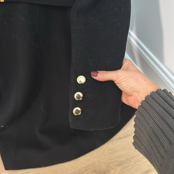 Calvin Klein Black Pea Coat with Faux Fur Collar - Picture 5 of 5